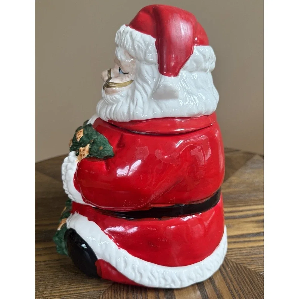 Vintage World Bazaars Inc Santa Claus Ceramic Cookie Jar Christmas Holiday WBI